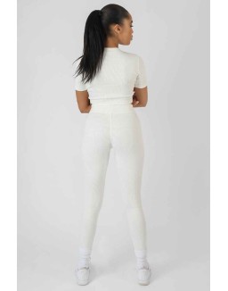 Athleisure Seam Front Ribbed Leggings White
