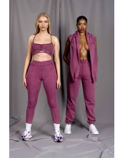Athleisure Seam Front Ribbed Leggings Purple