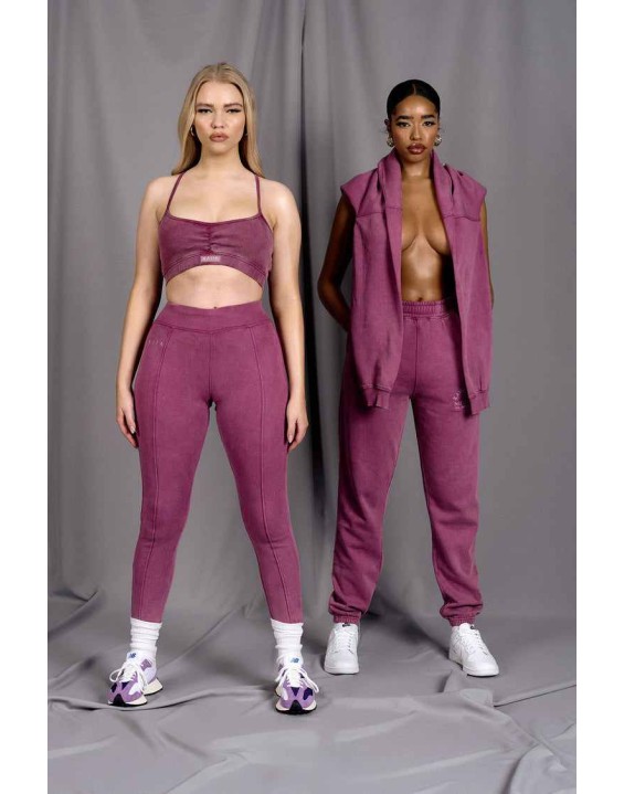 Athleisure Seam Front Ribbed Leggings Purple