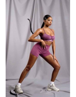 Athleisure Cross Back Ribbed Bralet Purple