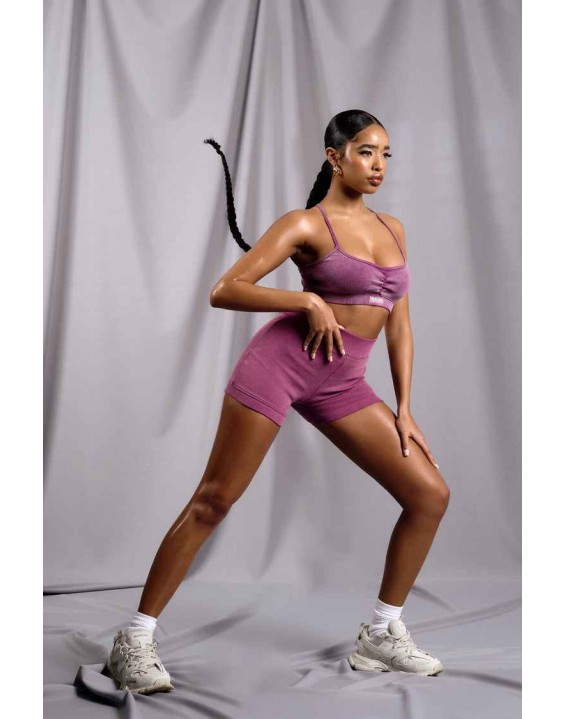 Athleisure Cross Back Ribbed Bralet Purple