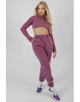 Athleisure High Neck Underbust Top Purple
