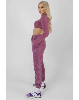 Athleisure High Neck Underbust Top Purple