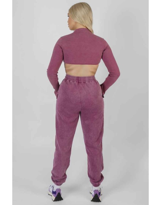 Athleisure High Neck Underbust Top Purple