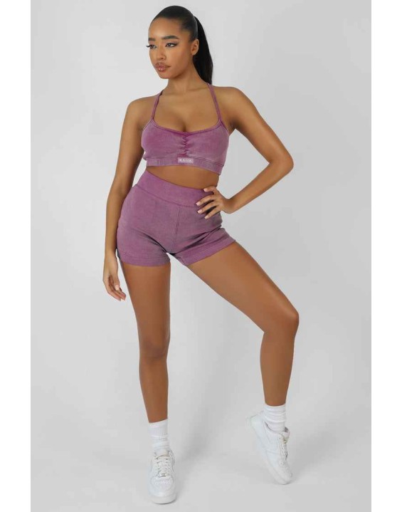 Athleisure Ribbed Booty Shorts Purple