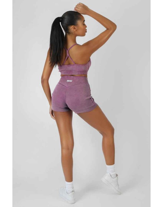 Athleisure Ribbed Booty Shorts Purple