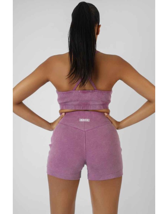 Athleisure Ribbed Booty Shorts Purple