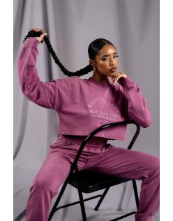 Self Love Club Cropped Sweatshirt Purple