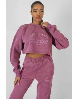 Self Love Club Cropped Sweatshirt Purple