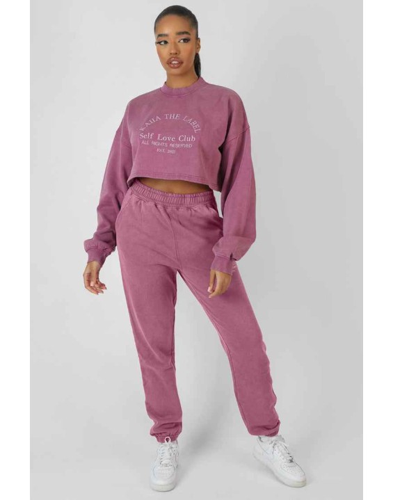 Self Love Club Cropped Sweatshirt Purple