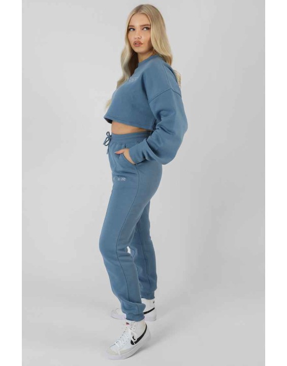 Be Your Own Muse Wave Print Joggers Blue
