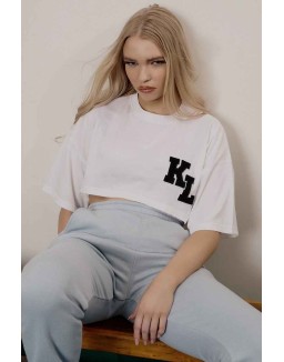 Varsity Super Cropped T-Shirt White