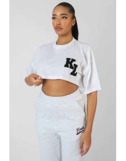 Varsity Super Cropped T-Shirt White