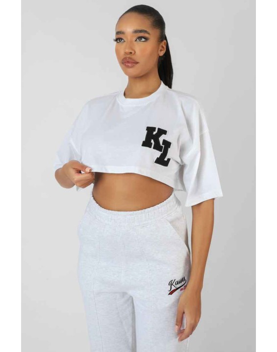Varsity Super Cropped T-Shirt White