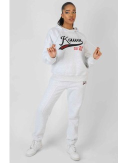 Varsity Seam Front 90'S Joggers Oatmeal Marl