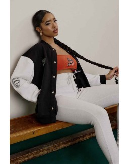 Varsity Embroidery Tie Waist Legging Oatmeal Marl