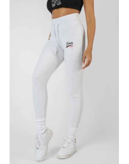 Varsity Embroidery Tie Waist Legging Oatmeal Marl