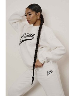 Varsity Embroidery 90'S Joggers Ecru