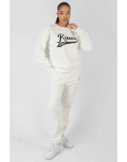 Varsity Embroidery 90'S Joggers Ecru