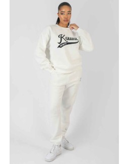 Varsity Embroidery 90'S Joggers Ecru