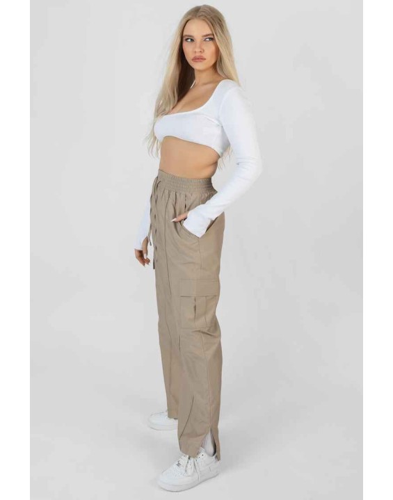 Ribbed Underbust Square Neck Crop Top White