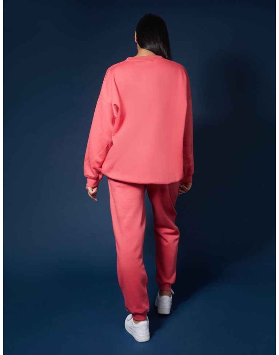 Tonal Embroidery Sweatshirt Coral