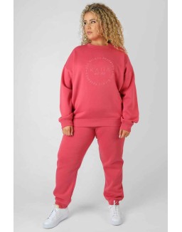 Curve Tonal Embroidery Joggers Coral