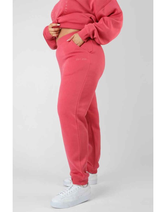 Curve Tonal Embroidery Joggers Coral