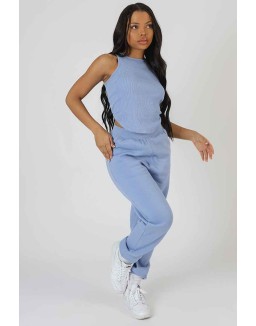 Dipped Hem Racer Top Bluebell