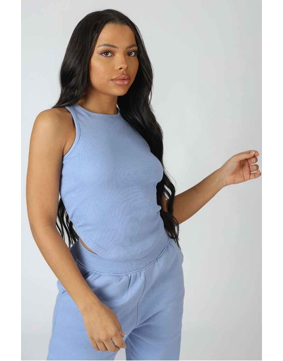 Dipped Hem Racer Top Bluebell