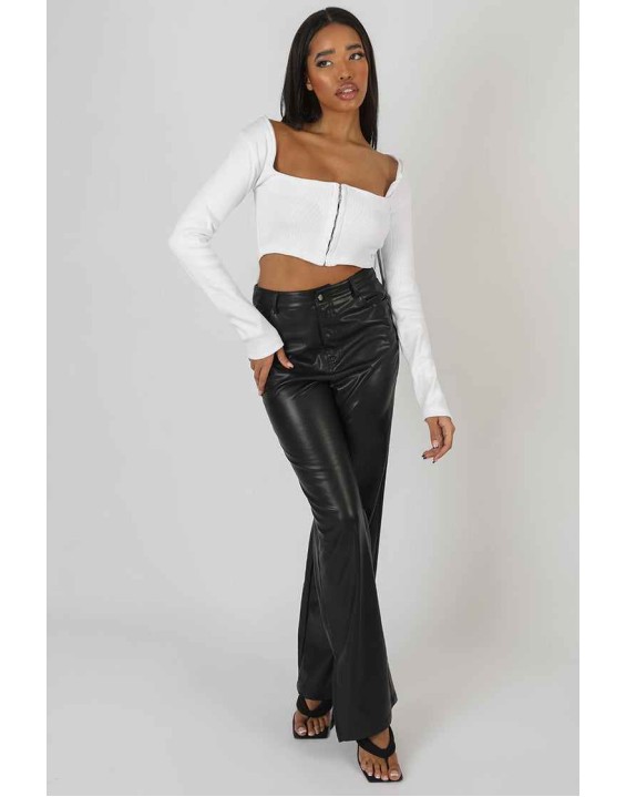 Square Neck Hook And Eye Top White