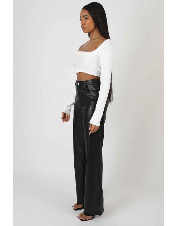 Square Neck Hook And Eye Top White