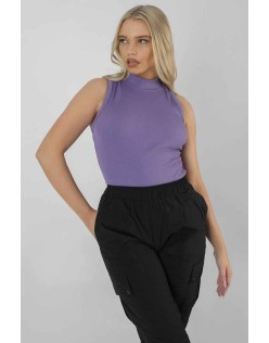 High Neck Rib Bodysuit Violet