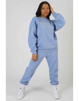 Brooklyn Embroidered 90'S Joggers Bluebell