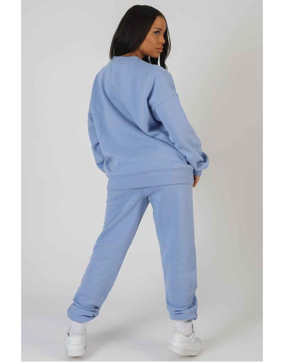 Brooklyn Embroidered 90'S Joggers Bluebell