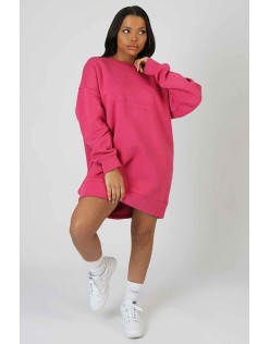 Kaiia Embroidered Sweat Dress Pink