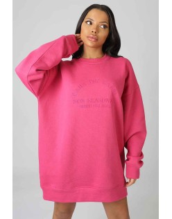 Kaiia Embroidered Sweat Dress Pink
