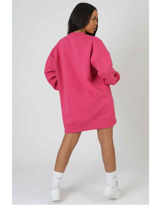 Kaiia Embroidered Sweat Dress Pink