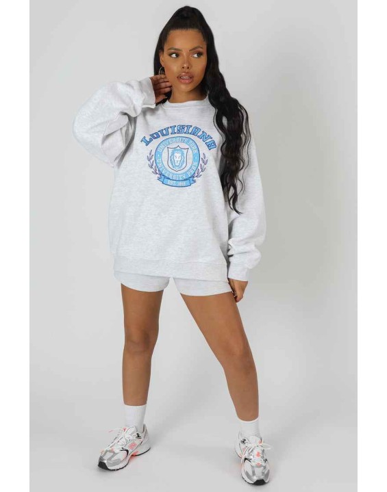 Louisiana Embroidered Sweatshirt Oatmeal Marl