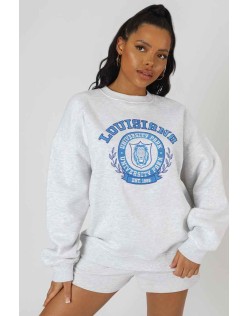 Louisiana Embroidered Sweatshirt Oatmeal Marl