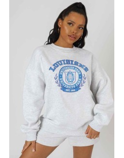 Louisiana Embroidered Sweatshirt Oatmeal Marl