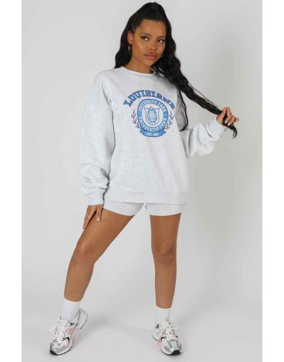 Louisiana Embroidered Sweatshirt Oatmeal Marl