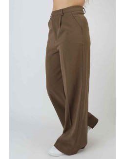 Wide Leg Split Hem Tailored Trousers Mushroom