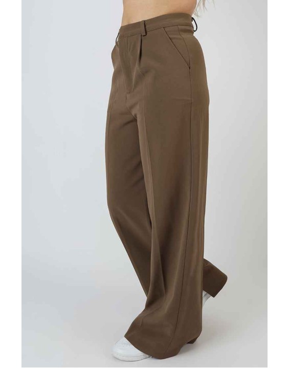 Wide Leg Split Hem Tailored Trousers Mushroom