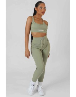 Drawstring Waist Kaiia Sport Leggings Khaki