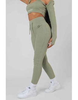 Drawstring Waist Kaiia Sport Leggings Khaki