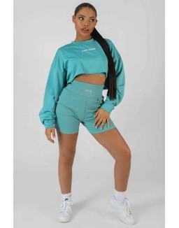 Oversized Super Cropped Kaiia Sport Sweatshirt Blue