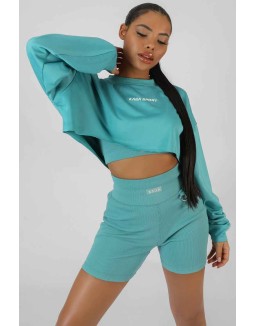 Oversized Super Cropped Kaiia Sport Sweatshirt Blue