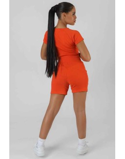 Pocket Detail Kaiia Sport Cycling Short Sunset Orange