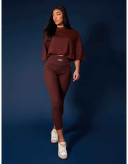 Ribbed Kaiia Sport Leggings Chocolate